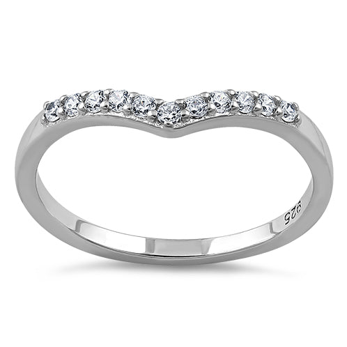 Sterling Silver V Shape CZ Ring