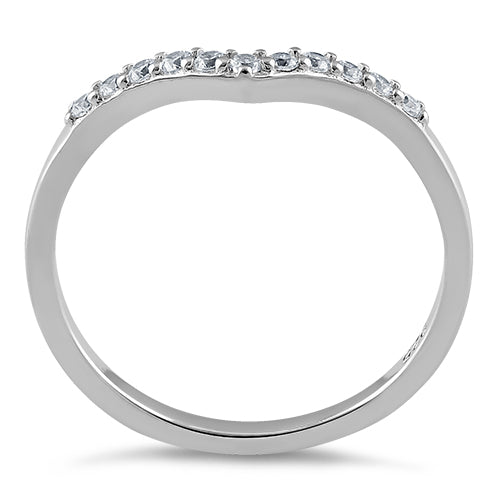 Sterling Silver V Shape CZ Ring