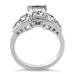 Sterling Silver Emerald-Cut Engagement CZ Ring