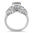 Sterling Silver Emerald-Cut Engagement CZ Ring