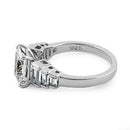 Sterling Silver Emerald-Cut Engagement CZ Ring