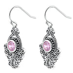 Sterling Silver Vintage Pink CZ Dangle Earrings