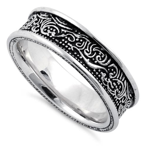 Sterling Silver Wave Pattern Ring - Main Image