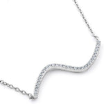 Sterling Silver Wavy CZ Necklace