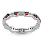 Sterling Silver Wavy Eternity Garnet CZ Ring