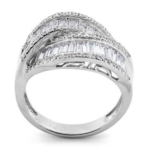 Sterling Silver Weave CZ Ring