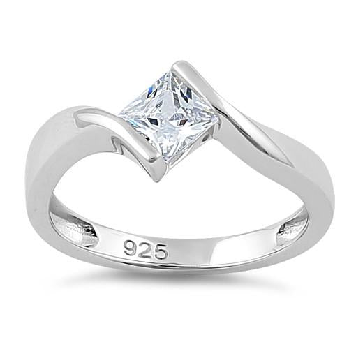 Sterling Silver Clear Princess CZ Ring