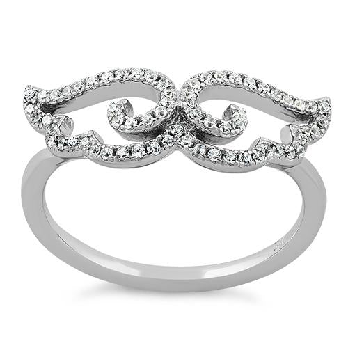 Sterling Silver Wings CZ Ring