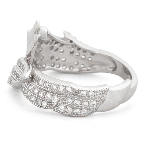 Sterling Silver Wings Pave CZ Ring