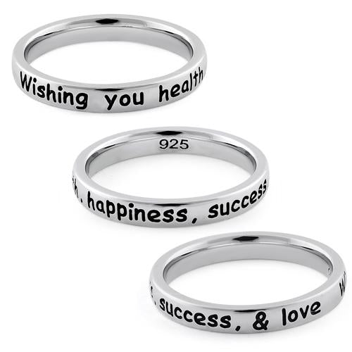 Sterling Silver "Wishing you health, happiness, success, & love" Ring