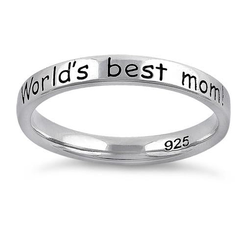 Sterling Silver "World's best mom!" Ring