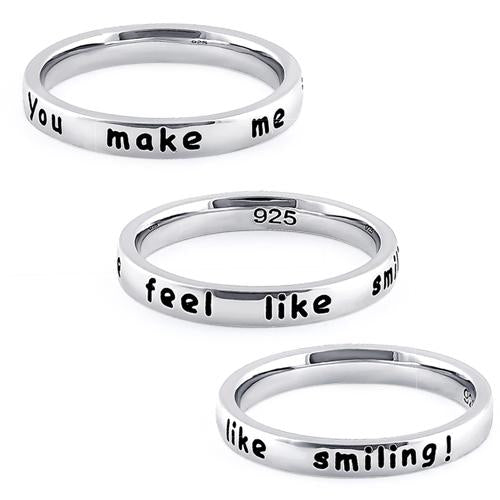 Sterling Silver "You make me feel like smiling!" Ring