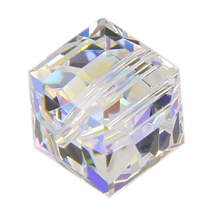 Swarovski Beads 5601 Cube, 8MM, Crystal AB B - Pack of 4