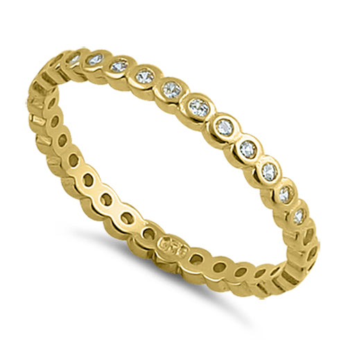 Yellow Gold Eternity Stackable CZ Ring