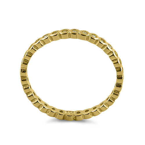 Yellow Gold Eternity Stackable CZ Ring