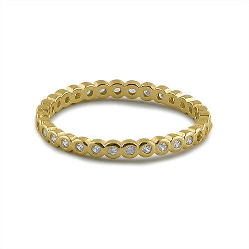 Yellow Gold Eternity Stackable CZ Ring