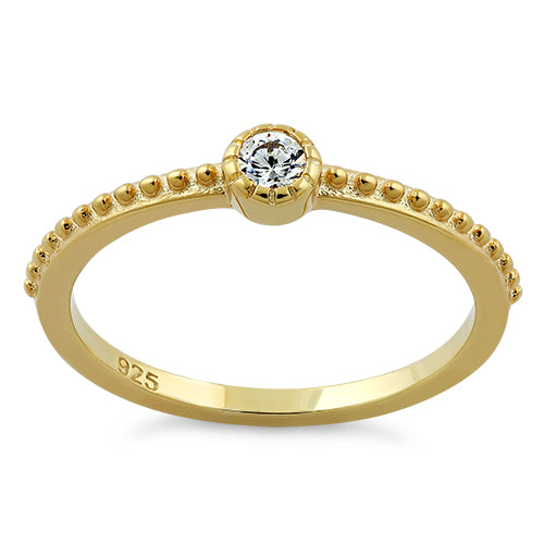 Yellow Gold Plated Silver Fancy Round Ring