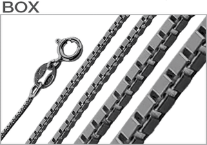 Sterling Silver Black Rhodium Plated Box Chains