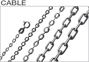 Sterling Silver Black Rhodium Plated Cable Chains