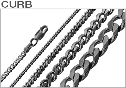 Sterling Silver Black Rhodium Plated Curb Chains