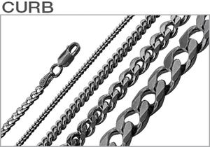 Sterling Silver Black Rhodium Plated Curb Chains