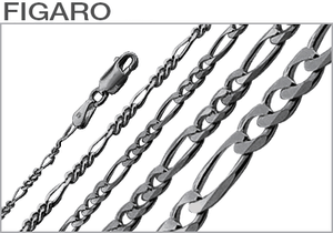 Sterling Silver Black Rhodium Plated Figaro Chains