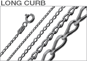 Sterling Silver Black Rhodium Plated Long Curb Chains