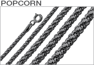 Sterling Silver Black Rhodium Plated Popcorn Chains