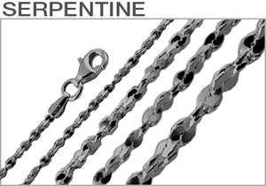 Sterling Silver Black Rhodium Plated Serpentine Chains