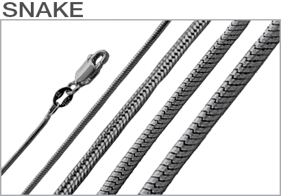 Sterling Silver Black Rhodium Plated Snake Chains