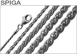 Sterling Silver Black Rhodium Plated Spiga Chains