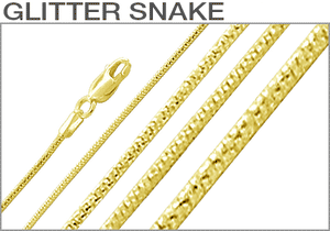 Sterling Silver Gold Plated Glitter Snake Chains