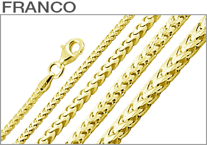 Sterling Silver Gold Plated Franco Chains