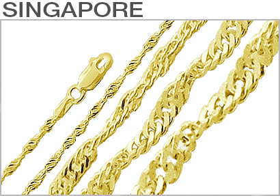 Sterling Silver Gold Plated Singapore Chains