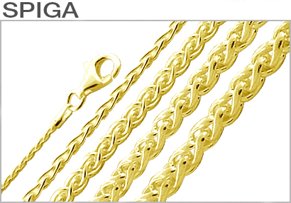 Sterling Silver Gold Plated Spiga Chains