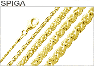 Sterling Silver Gold Plated Spiga Chains