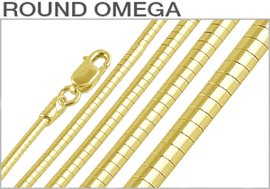 Sterling Silver Gold Plated Round Omega Chains