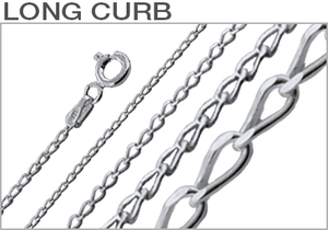 Sterling Silver Rhodium Plated Long Curb Chains