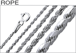 Sterling Silver Rhodium Plated Rope Chains