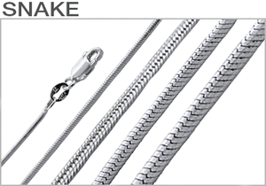 Sterling Silver Rhodium Plated Snake Chains