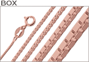 Sterling Silver Rose Gold Plated Box Chains