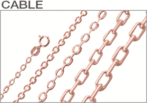 Sterling Silver Rose Gold Plated Cable Chains