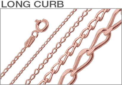 Sterling Silver Rose Gold Plated Long Curb Chains