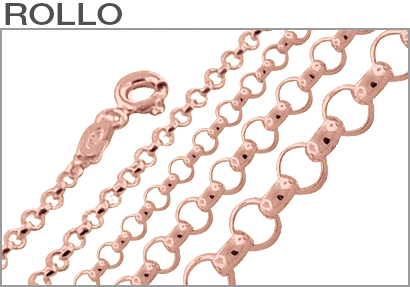 Sterling Silver Rose Gold Plated Rollo Chains