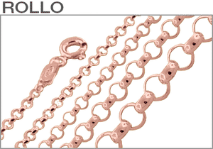 Sterling Silver Rose Gold Plated Rollo Chains