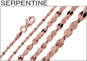 Sterling Silver Rose Gold Plated Serpentine Chains