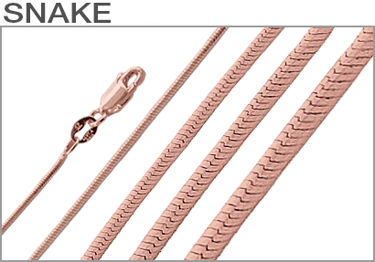 Sterling Silver Rose Gold Plated Snake Chains