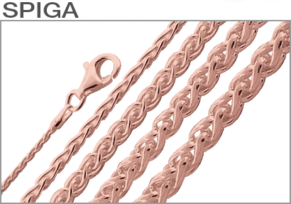 Sterling Silver Rose Gold Plated Spiga Chains