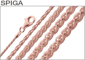Sterling Silver Rose Gold Plated Spiga Chains