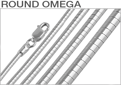 Sterling Silver Round Omega Chains